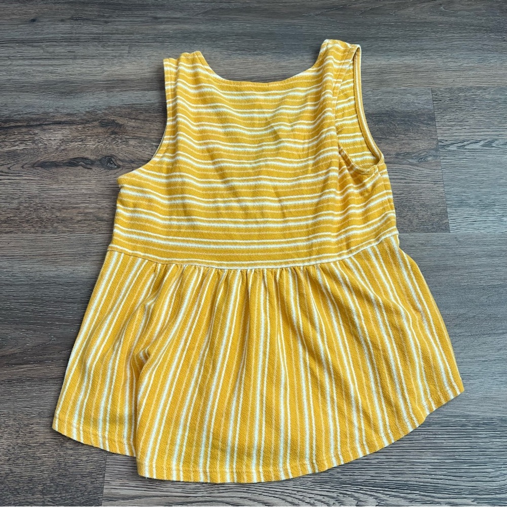 Lucky Brand Yellow & White Striped Twist Front Peplum Tank Top Size XS - Picture 2 of 6